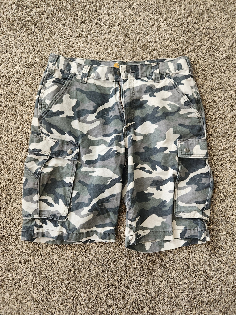 Carhartt Gray Camo Cargo Shorts Size 34